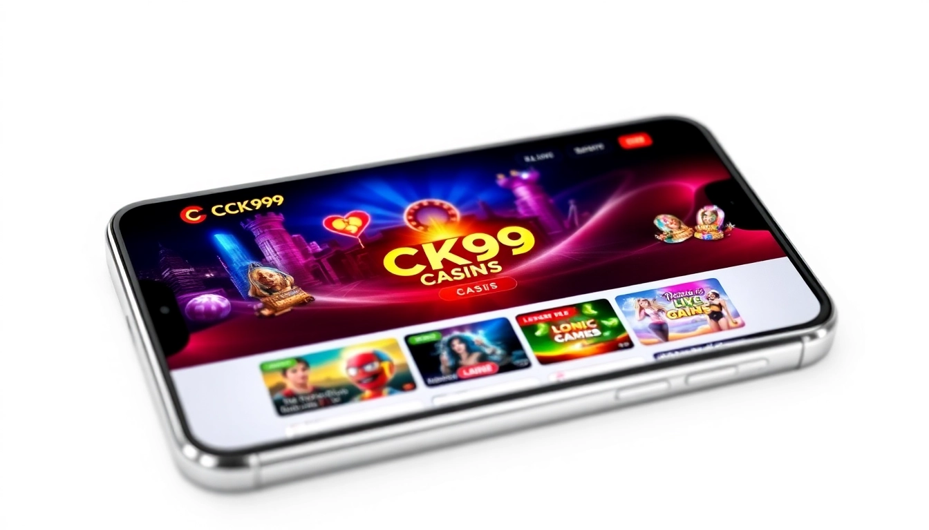 Screenshot of CK999 app on mobile showing live casino and betting options for enhanced gaming experience.
